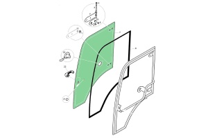 Стекло двери правое TEREX (TLB 840/890/990/995) T100037