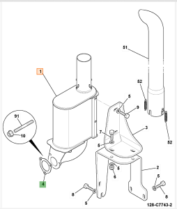 Глушитель выхлопных газов 240 x 150mm JCB (Original) 400/X0059