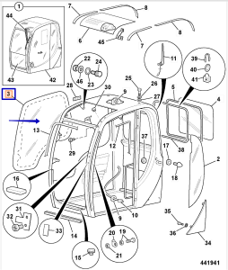 Стекло боковое правое JCB JS (OEM) 827/80217