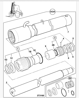 Ремкомплект гидроцилиндра JCB (OEM) 991/10120P (1)