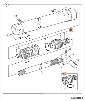 Ремкомплект гидроцилиндра JCB (OEM) 991/10152 (1)