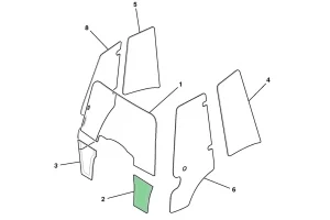 Стекло лобовое нижнее левое JCB 3CX/4CX (Р21) 333/R4242